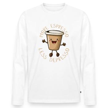 Espresso, Coffee, Kaffee, Latte, Geschenkidee, Fun - Männer Premium Bio Langarmshirt - Weiß - Vorne - Nico (187cm)
