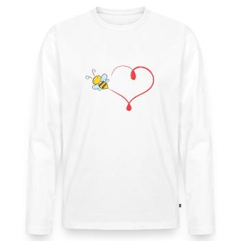 Bumblebee heart - Men's Premium Organic Long Sleeve Shirt - white - Front - Nico (187cm)
