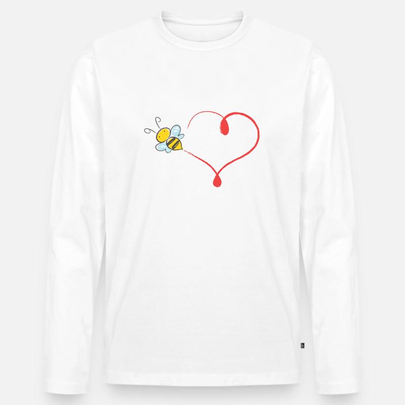 Hummel Herz - Männer Premium Bio Langarmshirt - Weiß