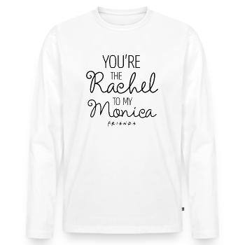 Friends Beste Freunde Rachel und Monica - Männer Premium Bio Langarmshirt - Weiß - Vorne - Nico (187cm)