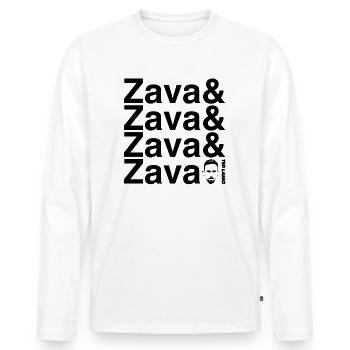 Ted Lasso Écriture Zava En Noir - T-shirt manches longues Premium bio Homme - blanc - Devant - Nico (187cm)