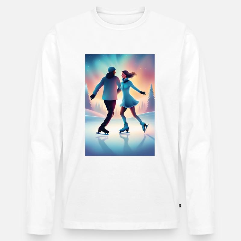 Süßes Eislaufpaar - Männer Premium Bio Langarmshirt - Weiß