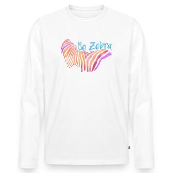 Soyez Zebra_Sei Bunt - T-shirt manches longues Premium bio Homme - blanc - Devant - Nico (187cm)