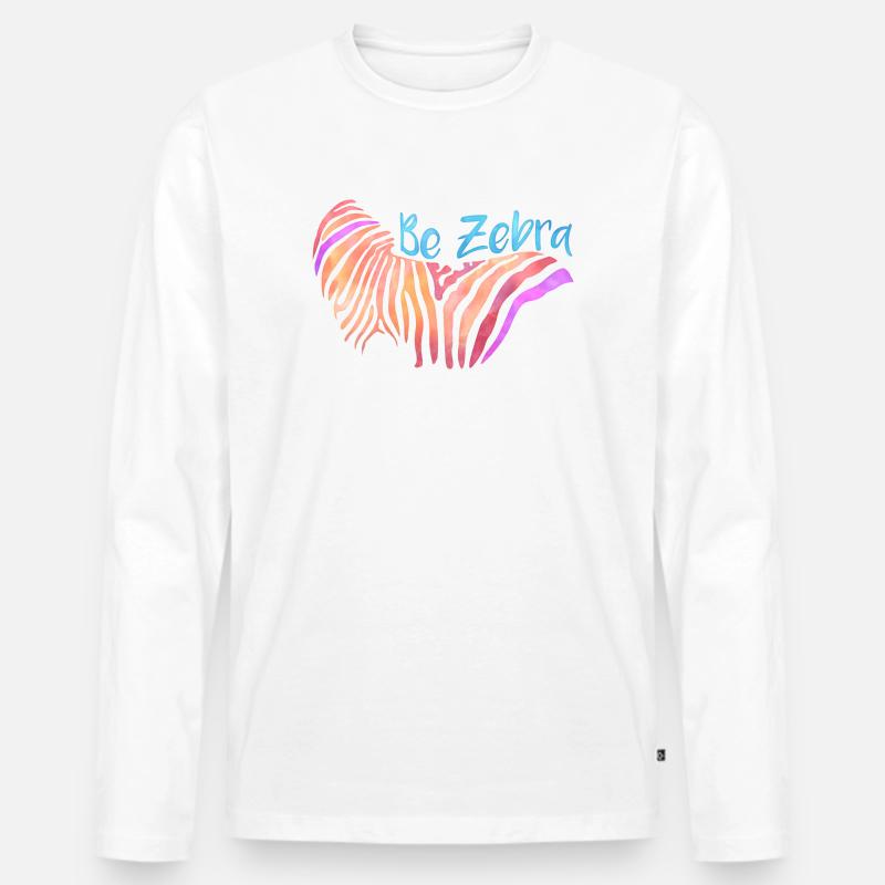 Be Zebra_Sei Bunt - Männer Premium Bio Langarmshirt - Weiß