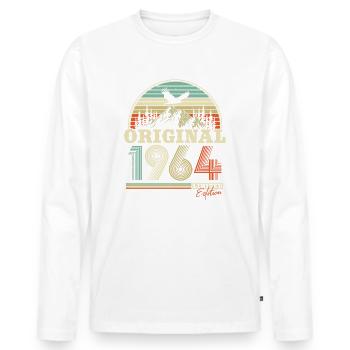 Jahrgang 1964 Vintage Retro Geburtstag Geschenk - Männer Premium Bio Langarmshirt - Weiß - Vorne - Nico (187cm)