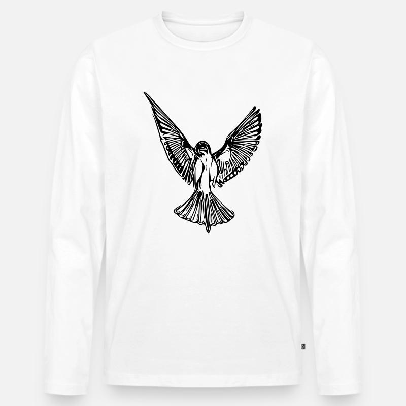 Vogel - Männer Premium Bio Langarmshirt - Weiß