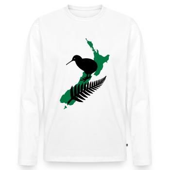 New Zealand Kiwi Fern - Männer Premium Bio Langarmshirt - Weiß - Vorne - Nico (187cm)