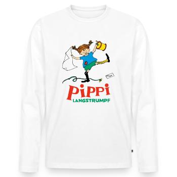 Pippi Longstocking Pippi Has Fun - Men's Premium Organic Long Sleeve Shirt - white - Front - Nico (187cm)