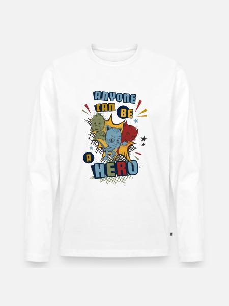 PJ Masks Cualquiera puede ser héroe - Camiseta ecológica prémium de manga larga para hombre - blanco