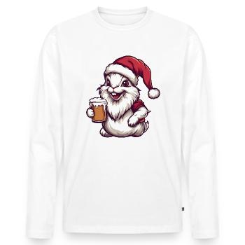 Hase Weihnachten Bier Lustig - Männer Premium Bio Langarmshirt - Weiß - Vorne - Nico (187cm)