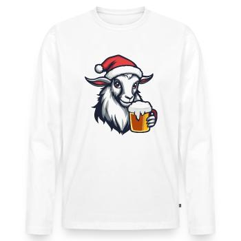 Chèvre de montagne Bière de Noël Drôle - T-shirt manches longues Premium bio Homme - blanc - Devant - Nico (187cm)
