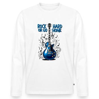 E-Gitarre - Rock hard or go home - Männer Premium Bio Langarmshirt - Weiß - Vorne - Nico (187cm)