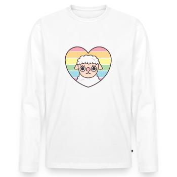 Süßes Schaf Regenbogenherz Subtiler Stolz - Männer Premium Bio Langarmshirt - Weiß - Vorne - Nico (187cm)