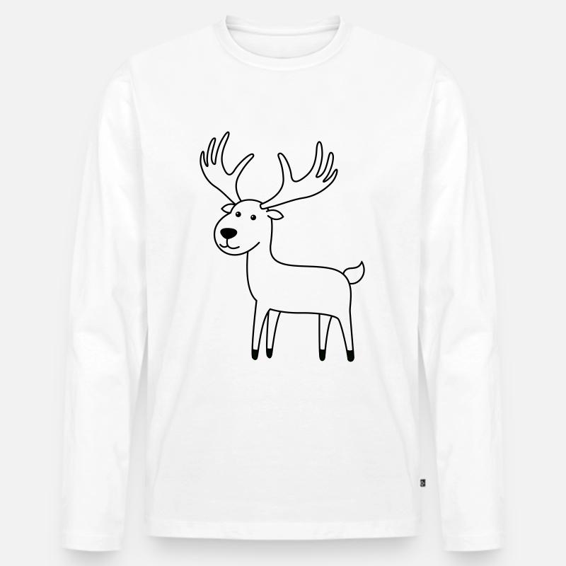 Elch Comic Tier - Männer Premium Bio Langarmshirt - Weiß
