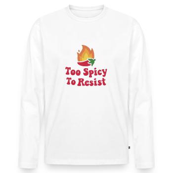 Feurige Chilischote zu scharf, um zu widerstehen - Männer Premium Bio Langarmshirt - Weiß - Vorne - Nico (187cm)