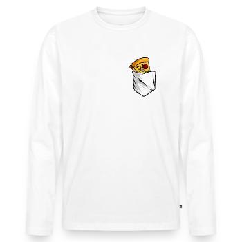 Pizza in the chest pocket - Men's Premium Organic Long Sleeve Shirt - white - Front - Nico (187cm)