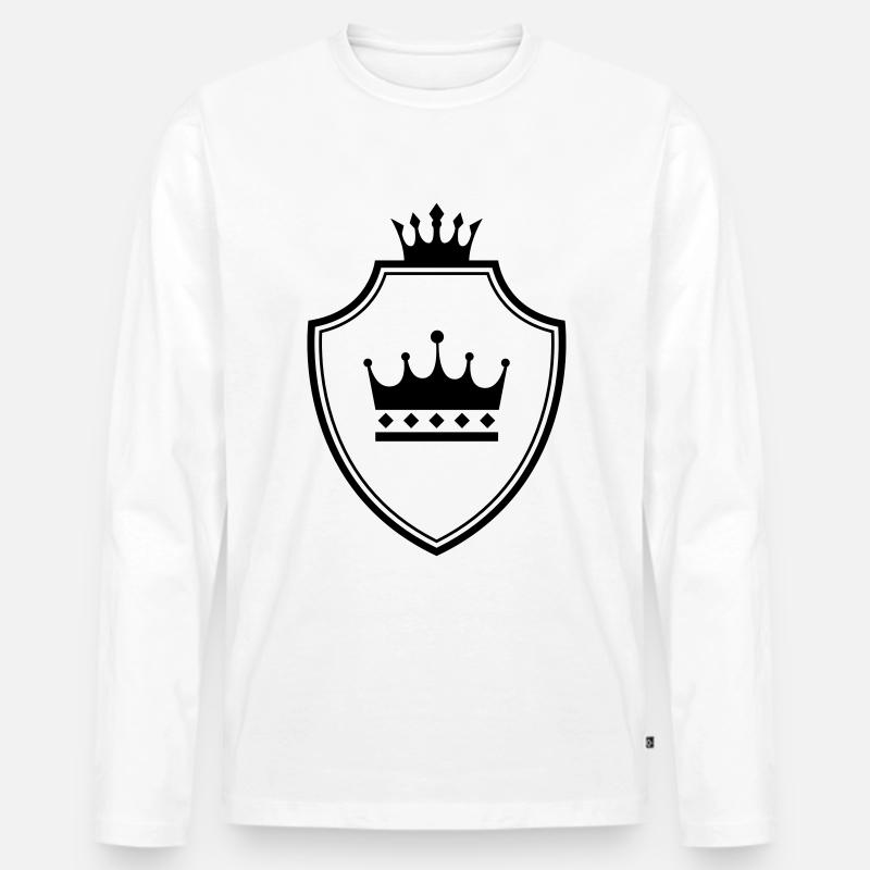 Krone Wappen - Männer Premium Bio Langarmshirt - Weiß