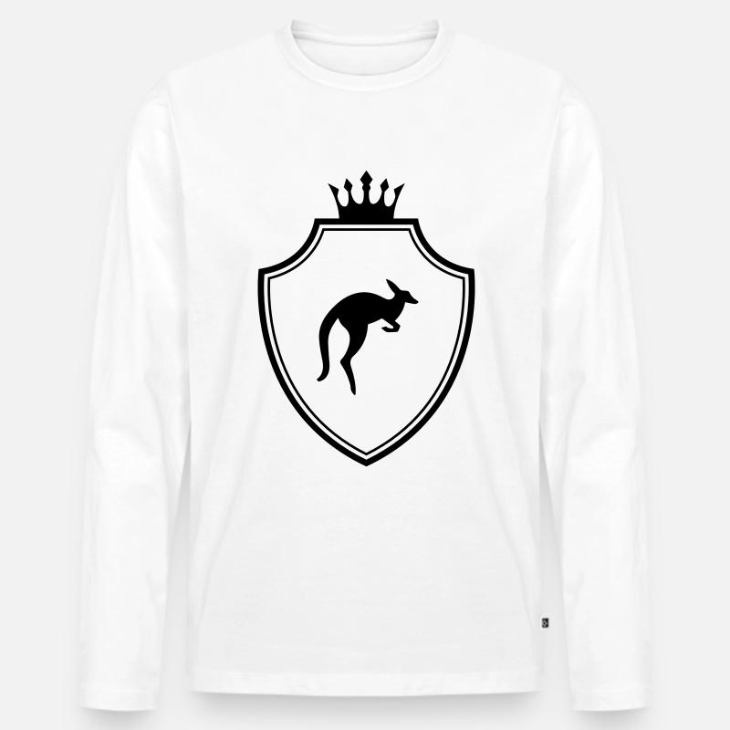Känguru Wappen - Männer Premium Bio Langarmshirt - Weiß