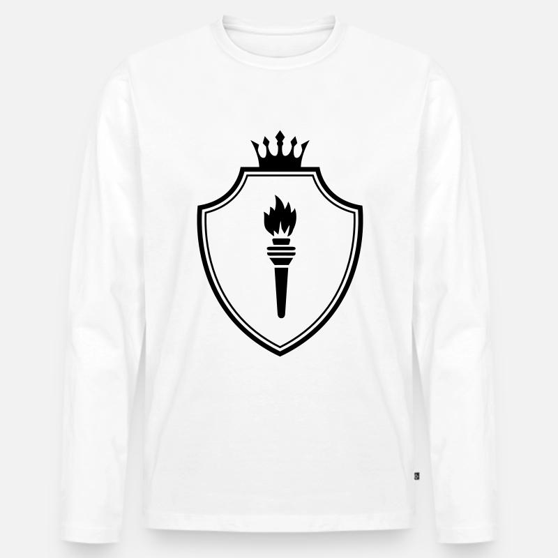 Flamme Wappen - Männer Premium Bio Langarmshirt - Weiß