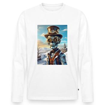 Steampunk Paysage D’hiver Zombie 1.2 - T-shirt manches longues Premium bio Homme - blanc - Devant - Nico (187cm)