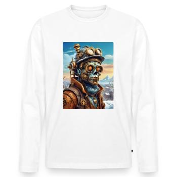 Steampunk Paysage D’hiver Zombie 1.10 - T-shirt manches longues Premium bio Homme - blanc - Devant - Nico (187cm)