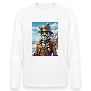Steampunk Paysage D’hiver Zombie 1.4 - T-shirt manches longues Premium bio Homme - blanc - Devant - Nico (187cm)