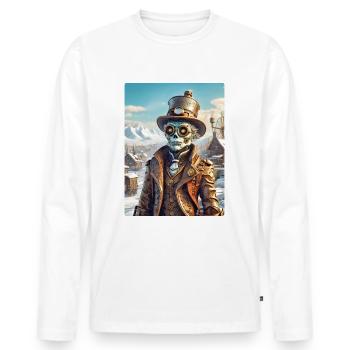 Steampunk Paysage D’hiver Zombie 1.8 - T-shirt manches longues Premium bio Homme - blanc - Devant - Nico (187cm)