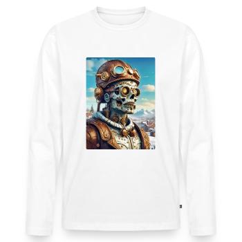 Steampunk Paysage D’hiver Zombie 1.18 - T-shirt manches longues Premium bio Homme - blanc - Devant - Nico (187cm)