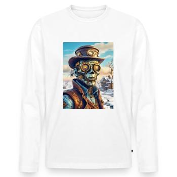 Steampunk Paysage D’hiver Zombie 1.7 - T-shirt manches longues Premium bio Homme - blanc - Devant - Nico (187cm)