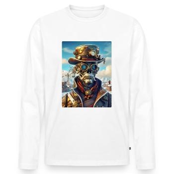Steampunk Paysage D’hiver Zombie 1.17 - T-shirt manches longues Premium bio Homme - blanc - Devant - Nico (187cm)