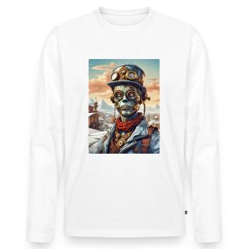Steampunk Paysage D’hiver Zombie 1.15 - T-shirt manches longues Premium bio Homme - blanc - Devant - Nico (187cm)