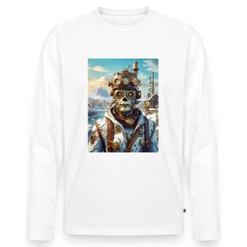 Steampunk Paysage D’hiver Zombie 1.20 - T-shirt manches longues Premium bio Homme - blanc - Devant - Nico (187cm)
