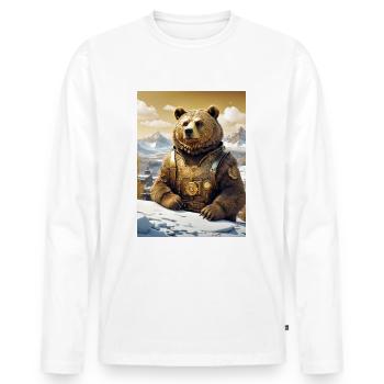 Steampunk Winter Landscape Bear 1.11 - Men's Premium Organic Long Sleeve Shirt - white - Front - Nico (187cm)