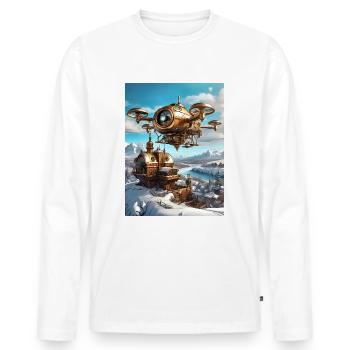Steampunk Winter Landscape Drone 1.5 - Men's Premium Organic Long Sleeve Shirt - white - Front - Nico (187cm)