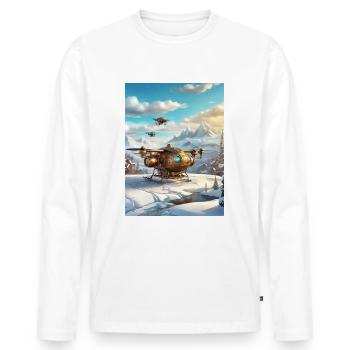 Steampunk Winter Landscape Drone 1.6 - Men's Premium Organic Long Sleeve Shirt - white - Front - Nico (187cm)