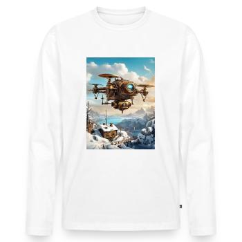 Steampunk Winter Landscape Drone 1.4 - Men's Premium Organic Long Sleeve Shirt - white - Front - Nico (187cm)