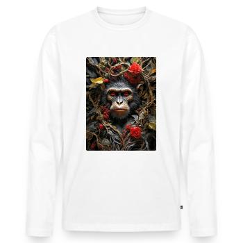 Gruselige Pflanzen Affe 1.9 - Männer Premium Bio Langarmshirt - Weiß - Vorne - Nico (187cm)