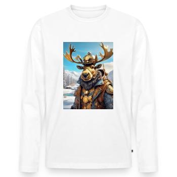 Steampunk Winterlandschaft Elch 1.3 - Männer Premium Bio Langarmshirt - Weiß - Vorne - Nico (187cm)
