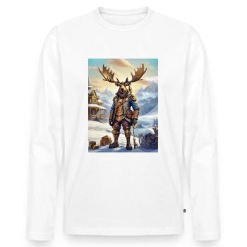 Steampunk hiver paysage orignal 1.10 - T-shirt manches longues Premium bio Homme - blanc - Devant - Nico (187cm)