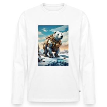 Steampunk Winter Landscape Polar Bear 1.6 - Men's Premium Organic Long Sleeve Shirt - white - Front - Nico (187cm)