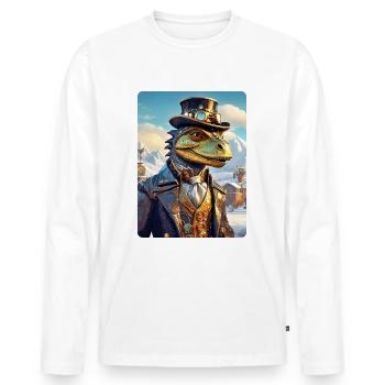 Steampunk Winter Wonderland Dino 1.12 - T-shirt manches longues Premium bio Homme - blanc - Devant - Nico (187cm)