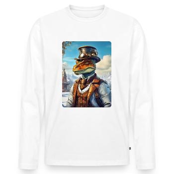 Steampunk Winterlandschaft Dino 1.17 - Männer Premium Bio Langarmshirt - Weiß - Vorne - Nico (187cm)