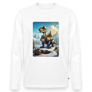 Steampunk Winterlandschaft Dino 1.1 - Männer Premium Bio Langarmshirt - Weiß - Vorne - Nico (187cm)