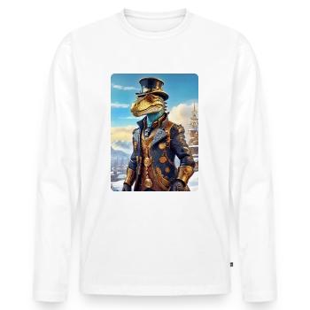 Steampunk paysage d’hiver Dino 1.5 - T-shirt manches longues Premium bio Homme - blanc - Devant - Nico (187cm)