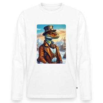 Steampunk Winterlandschaft Dino 1.18 - Männer Premium Bio Langarmshirt - Weiß - Vorne - Nico (187cm)