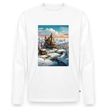 Paysage d’hiver steampunk 1.15 - T-shirt manches longues Premium bio Homme - blanc - Devant - Nico (187cm)