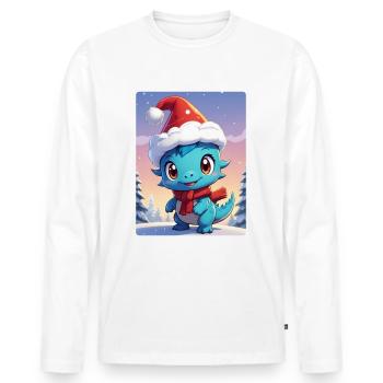 Anime Winterlandschaft Dino 1.1 - Männer Premium Bio Langarmshirt - Weiß - Vorne - Nico (187cm)