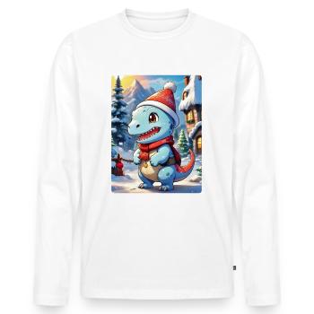Anime Winterlandschaft Dino 1.4 - Männer Premium Bio Langarmshirt - Weiß - Vorne - Nico (187cm)