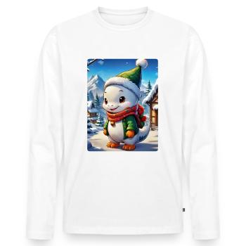 Anime Winterlandschaft Dino 1.5 - Männer Premium Bio Langarmshirt - Weiß - Vorne - Nico (187cm)