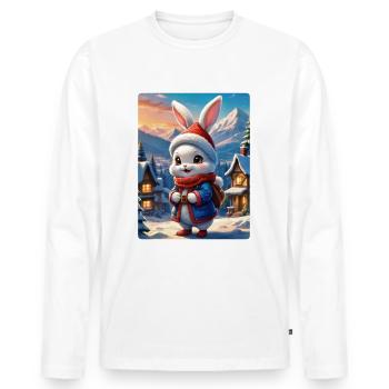Anime Winterlandschaft Hase 1.3 - Männer Premium Bio Langarmshirt - Weiß - Vorne - Nico (187cm)
